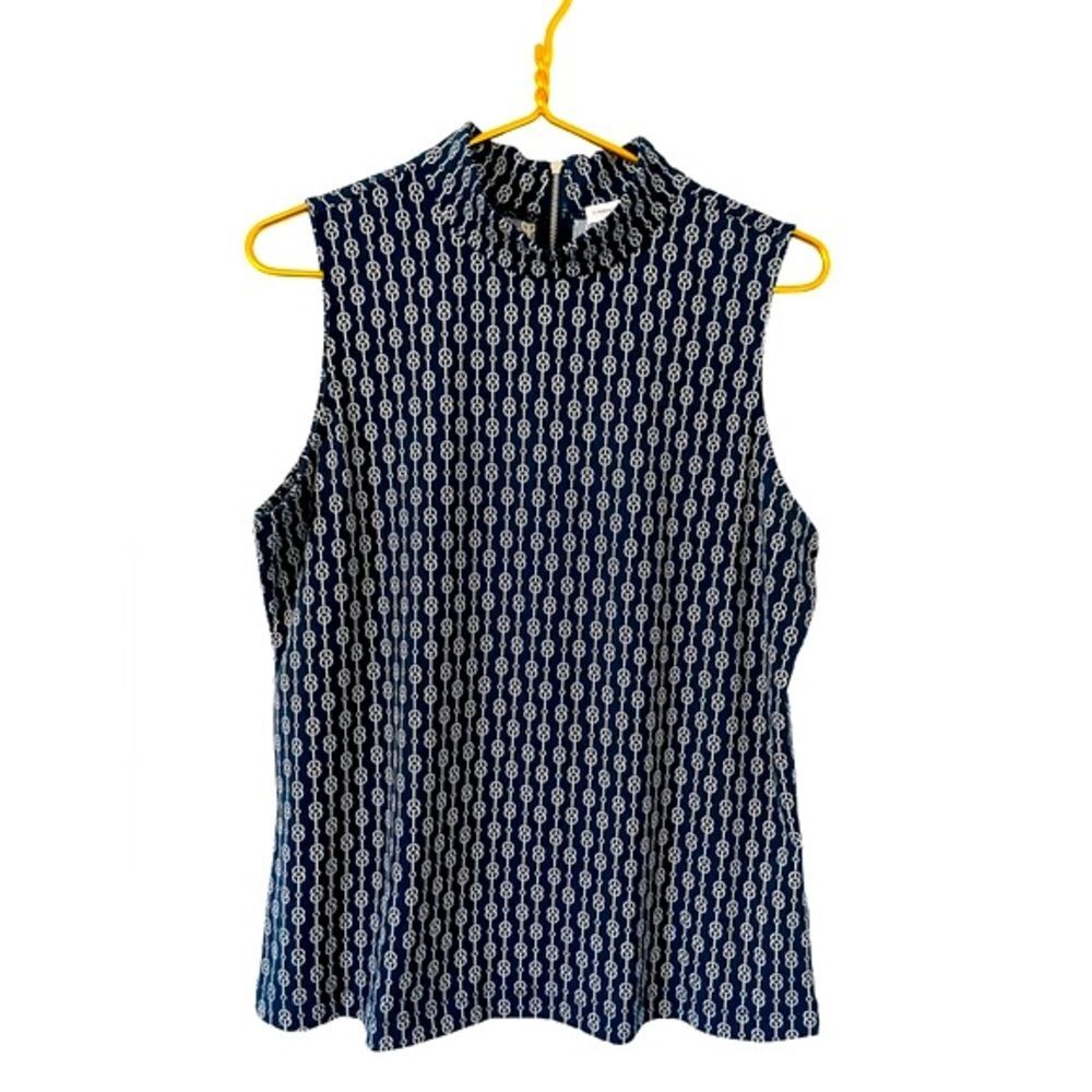 Carolina Belle Montreal Navy Blue Sleeveless Top, Size Large